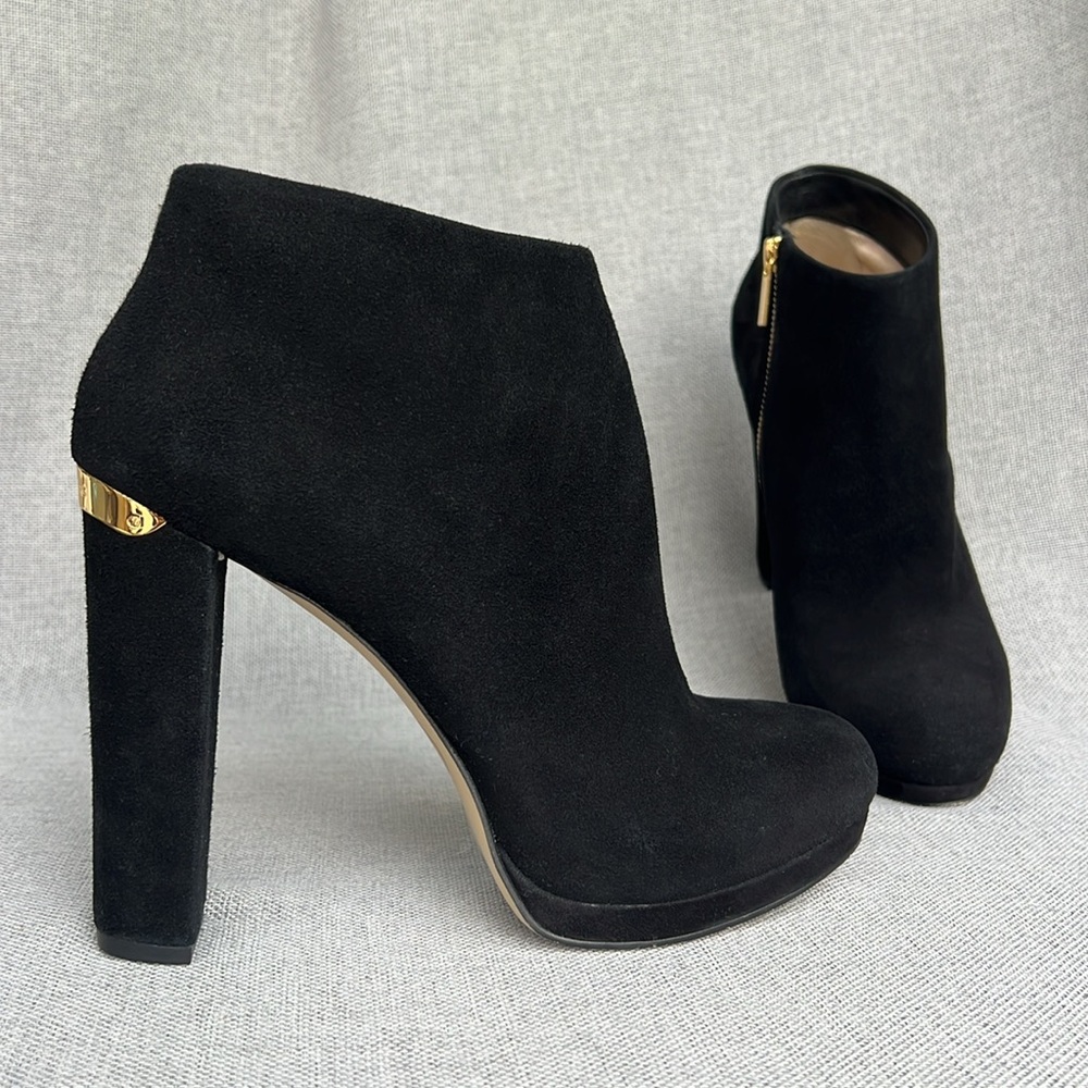 MICHAEL KORS Heaven Genuine Suede platform high block heel ankle booties size 9